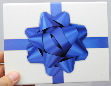 SilverTowne Natural Kraft Paper Gift Box with Blue Bow Box Sleeve
